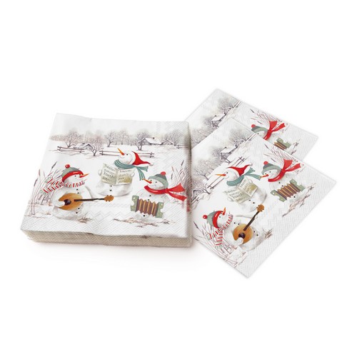 20 Servietten Musical Snowmen - Band aus Schneemänner 33x33cm