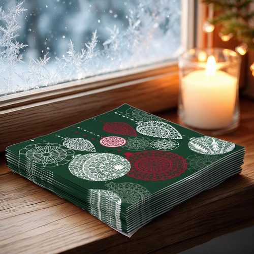 20 kleine Cocktailservietten Opulent baubles - Strukturierter Weihnachtsschmuck 25x25cm