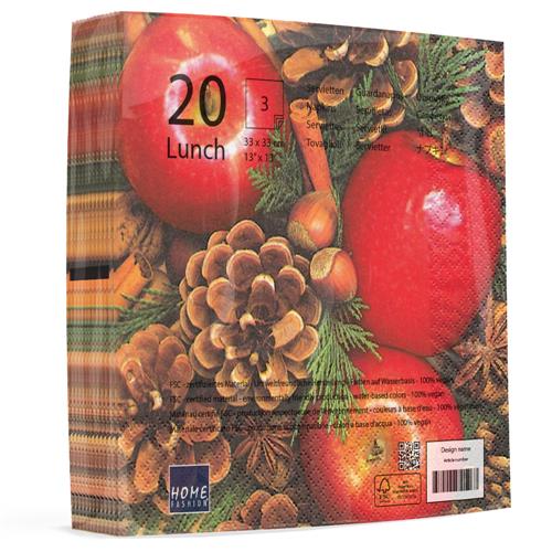 20 Servietten Apples with Nuts - Äpfel & Nüsse 33x33cm