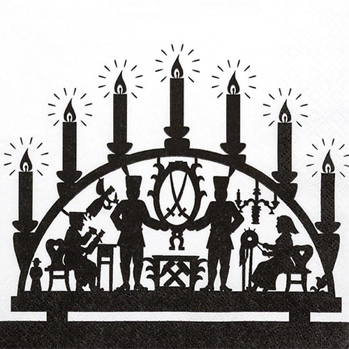 20 Servietten Schwibbogen - Schwibbogen auf weiß 33x33cm