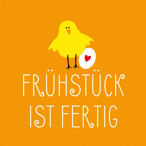 20 Servietten Frühstück ist fertig - Ei für das Frühstück 33x33cm