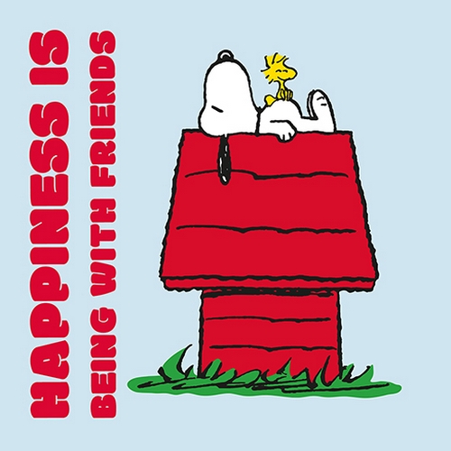 20 Servietten Snoopy Happiness - Snoopy auf Hütte blau 33x33cm