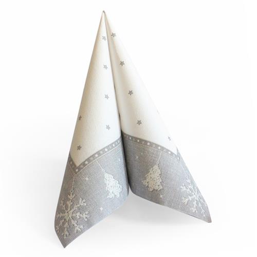 50 Servietten Cottone Dinner Xmas silber 40x40cm