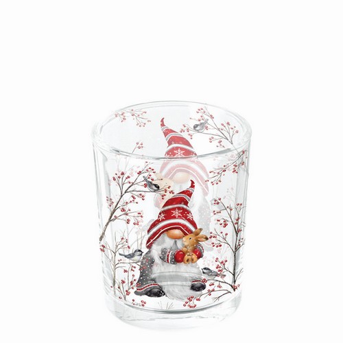 Teelichtglas Dwarf Hug - Niedlicher Zwerg mit Hase Ø4,5cm, Höhe 7cm