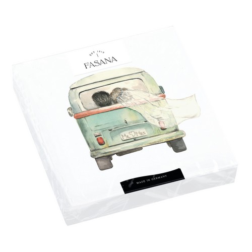 20 Servietten Mr and Mrs Wedding - Brautpaar im Auto 33x33cm