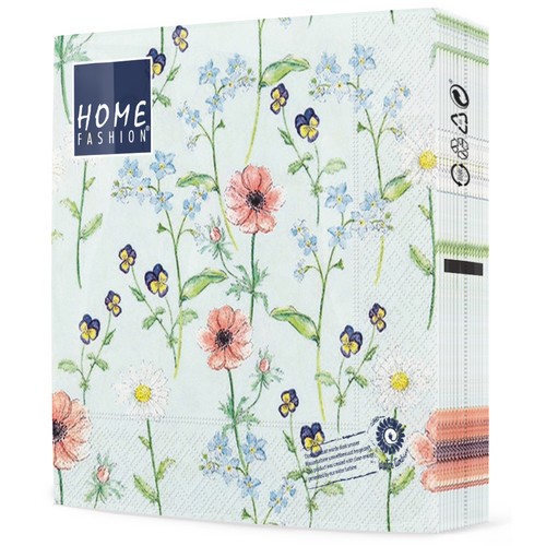 20 Servietten Little Garden - Blumengarten auf mint 33x33cm