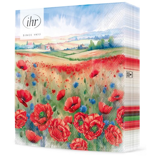 20 Servietten Summer Vibes - Endloses Mohnblumenfeld 33x33cm
