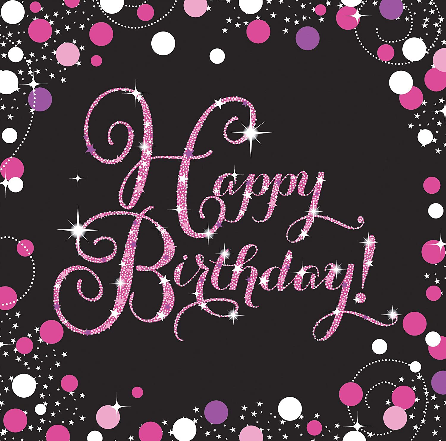 16 Servietten Sparkling Celebrations pink - Geburtstag mit Glitzer pink 33x33cm