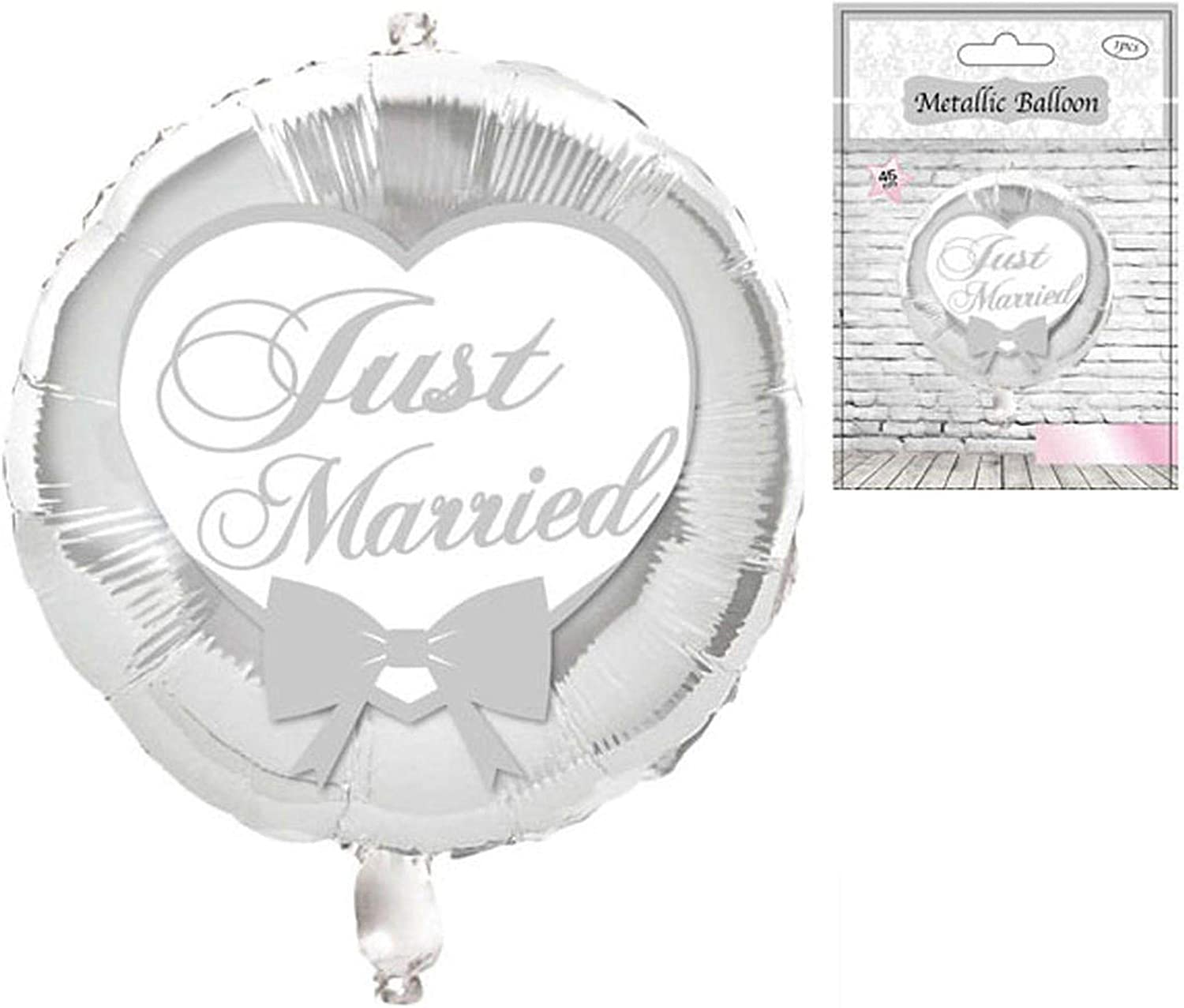 Folien-Ballon Just Married silber, für Luft oder Helium ca. 45cm