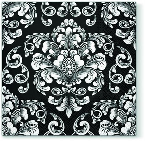 20 Servietten Beautiful Moments black - Florale Ornamente schwarz 33x33cm