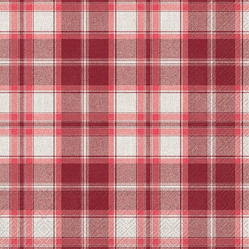 20 Servietten Check red - Karostreifen rot-weiß 33x33cm