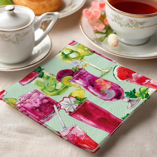 20 kleine Cocktailservietten Colourful cheers - Erfrischungsgetränke 25x25cm