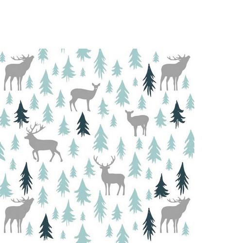 20 kleine Cocktailservietten Earth Xmas - Tiersilhouetten im Wald 24x24cm