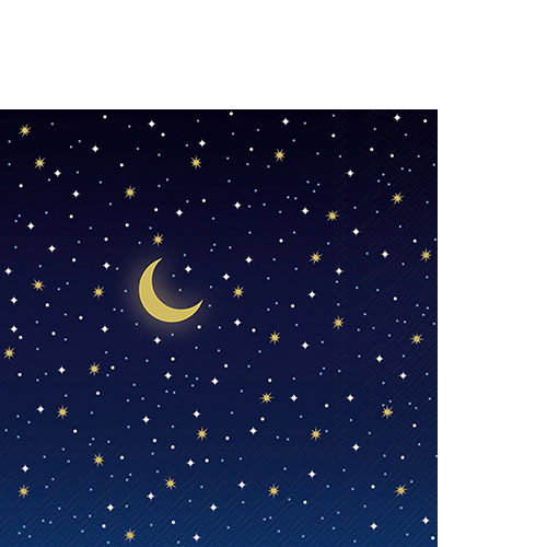20 kleine Cocktailservietten Starry Sky blue - Sternenhimmel dunkelblau 25x25cm