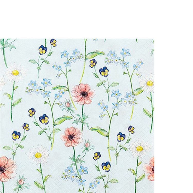 20 kleine Cocktailservietten Little Garden - Blumengarten auf mint 25x25cm