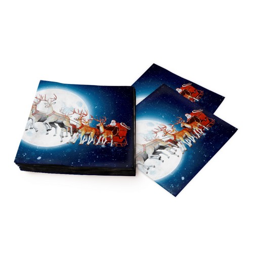 20 Servietten Lunar Xmas - Santa am Mond 33x33cm