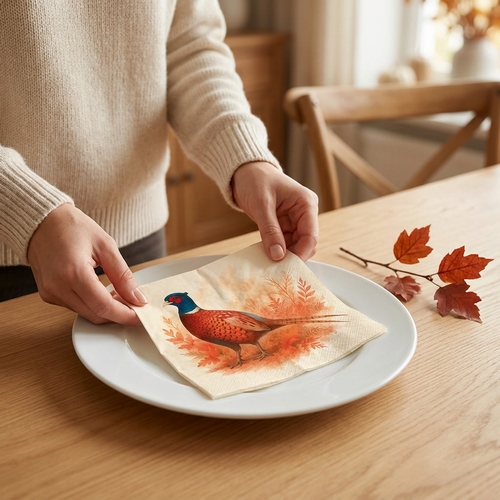 20 Servietten Phesant Field - Fasan in herbstlicher Natur 33x33cm