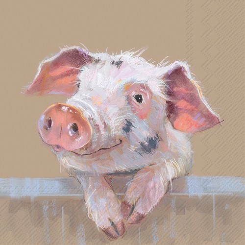 20 Servietten Pig Ruffy - Lustiges Schweinchen 33x33cm