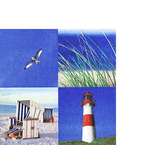 20 kleine Cocktailservietten Maritime Collage - Collage vom Meer 25x25cm