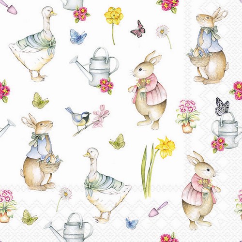 20 Servietten Easter Garden - Osterfiguren und Blumen 33x33cm