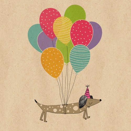 20 Servietten aus Recycling-Papier Flying Waldi - Dackel mit Luftballons 33x33cm