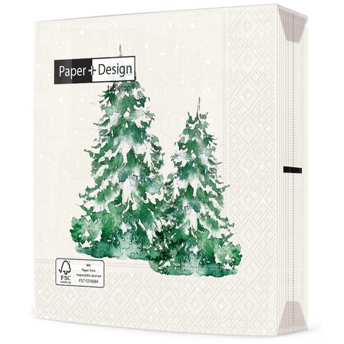 20 Servietten Fir trees - Winterbäume grün 33x33cm