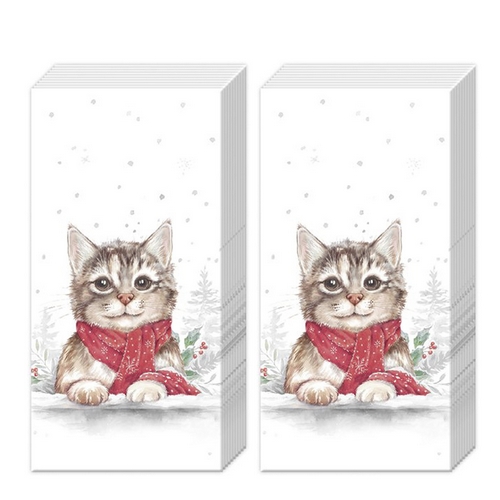 2x 10 Taschentücher Minou - Niedliche Katze mit Schal