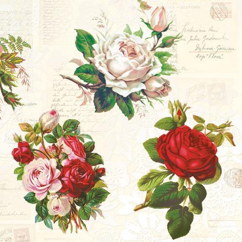 20 Servietten English Roses – Englische Rosen Vintage 33x33cm