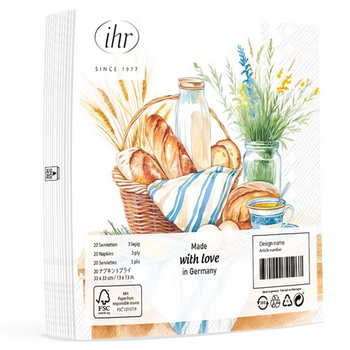 20 Servietten Breakfast Time - Frühstückskorb 33x33cm