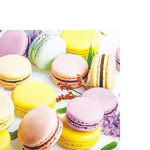 20 kleine Cocktailservietten Macarons - Bunte Macarons 25x25cm