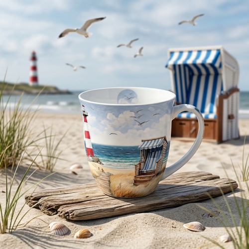 Tasse aus Porzellan Beach walk  - Spazieren am Strand 0,4L, Höhe 10,5cm