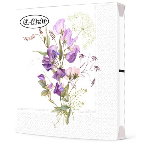 20 Servietten Gentle Summer Bouquet - Zarte Wicken und Gräser 33x33cm