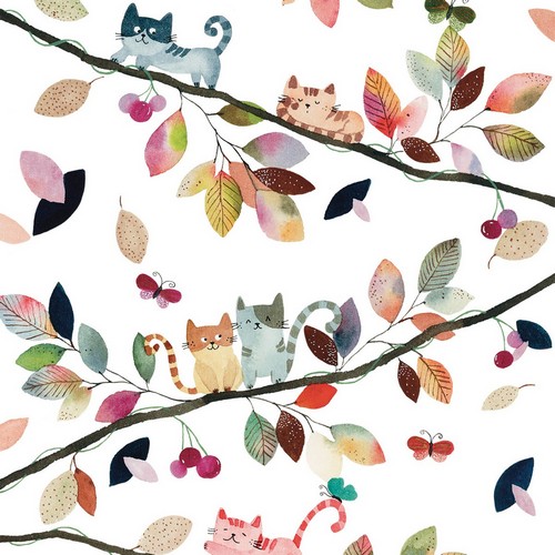 20 Servietten Fall Cats - Katzen im Herbstbaum 33x33cm