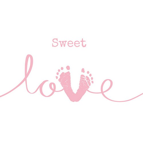 20 Servietten Sweet Love Girl - Süße Fußabdrücke pink 33x33cm