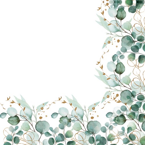 20 Servietten Eucalyptus Frame natural - Eukalyptus Bordüre natur 33x33cm