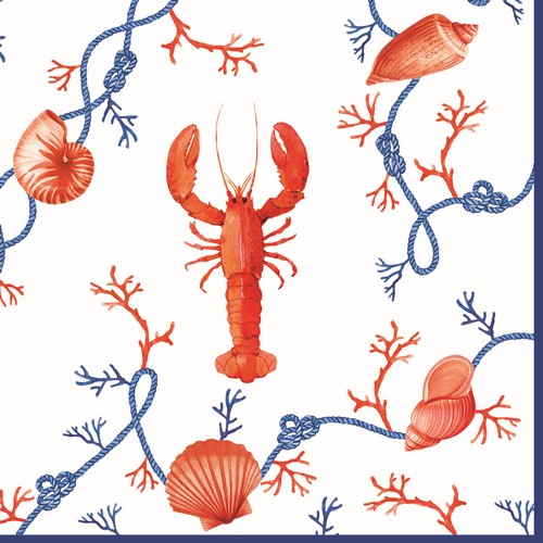 20 Servietten Cote de Mer - Hummer mit Muscheln 33x33cm