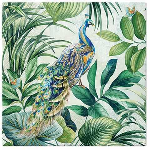 20 Servietten Peacock - Pfau im Urwald 33x33cm