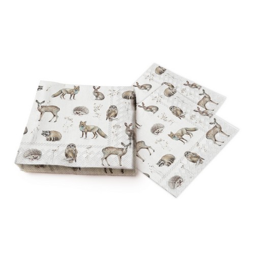 20 Servietten Woodland Life - Naturnahe Waldtiere 33x33cm