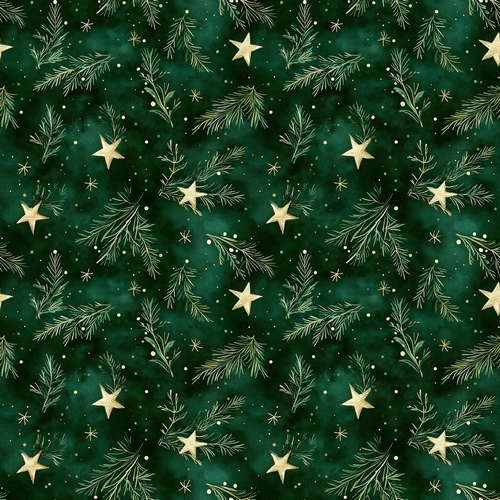 20 Servietten Sapin & Etoiles - Zweige und Sterne auf grün 33x33cm