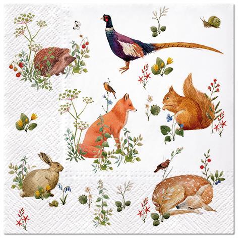 20 Servietten Wild Forest Animals - Schöne Sammlung an Waldtiere 33x33cm