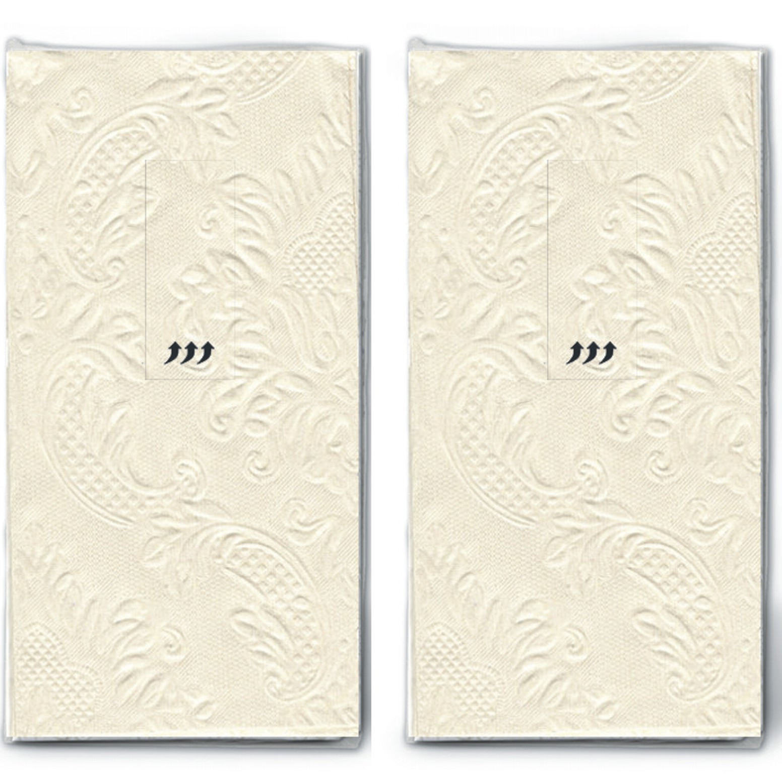 2x 10 Taschentücher Moments Ornament creme beige - Uni creme/beige mit Ornamente geprägt