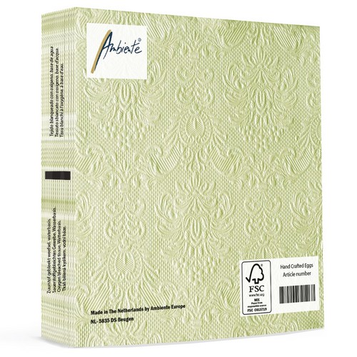 15 geprägte Servietten Elegance Pearl green 33x33cm