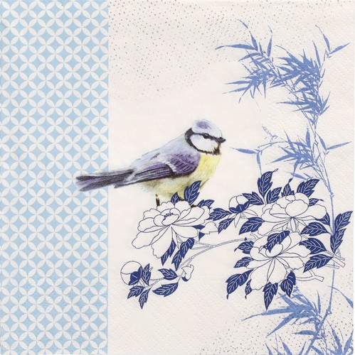 20 Servietten Sweet Birdie - Blaumeise in blauer Natur 33x33cm