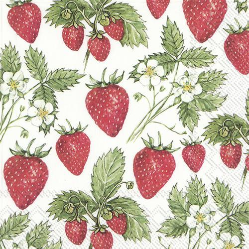 20 Servietten Delicious Strawberries – Köstlich, rote Erdbeeren 33x33cm