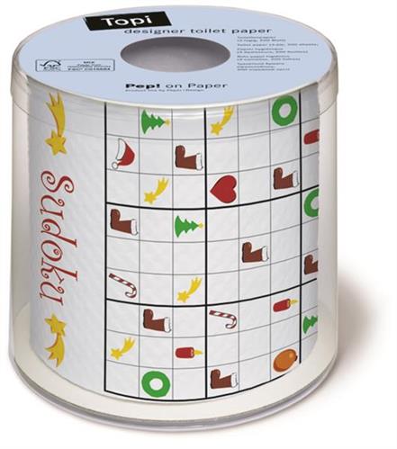 Toilettenpapier Rolle bedruckt Weihnachtliches Sudoku
