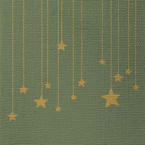 20 Servietten Stars on Canvas green - Sternenkette auf grün 33x33cm