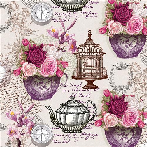 20 Servietten Lorraine - Rosen an Vintage-Elemente 33x33cm