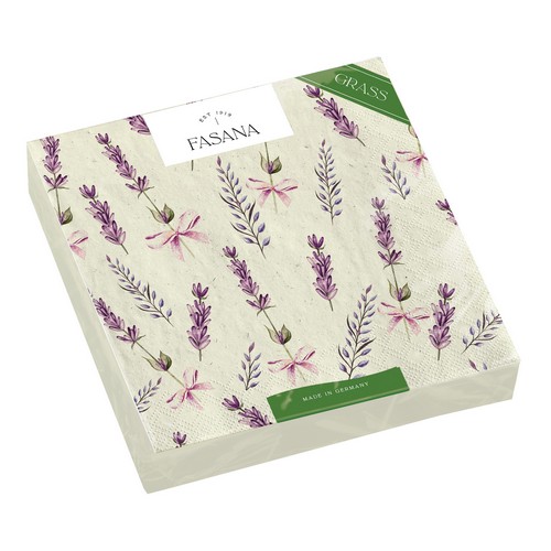 20 kleine Cocktailservietten nachhaltig Gras Lavender Romance - Verschiedene Lavendelblüher 24x24cm