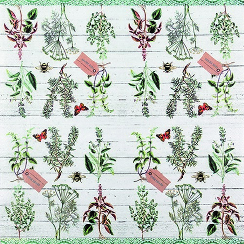 20 Servietten Floral Study - Pflanzenbestimmung 33x33cm