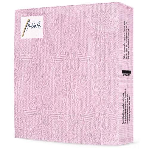 15 geprägte Servietten Elegance rose 33x33cm